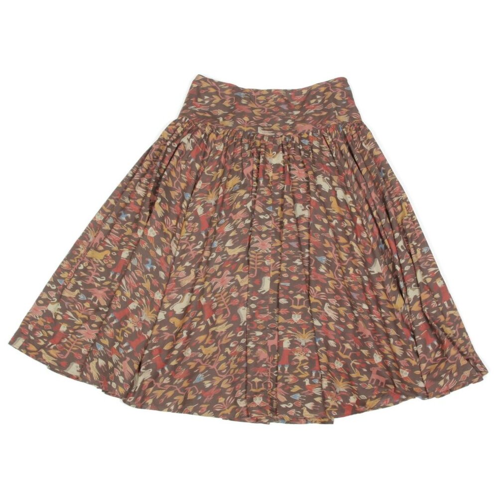 Peruvian Connection Unicorn Llama Pattern Skirt size 12 brown ochre red - 234